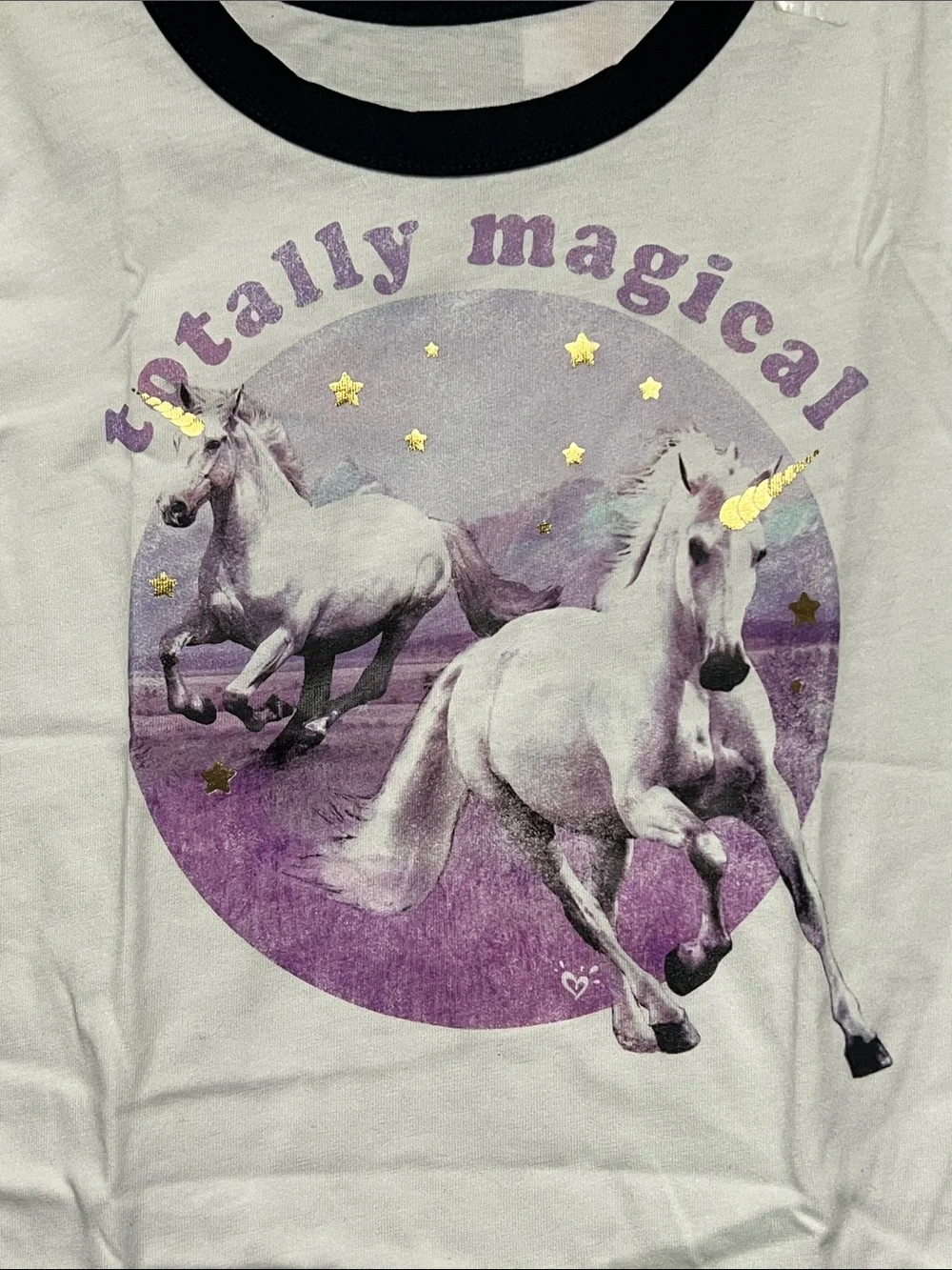 Justice Unicorn Graphic Tee White Black Short Sleeve Crew Neck T-Shirt Girl’s 6